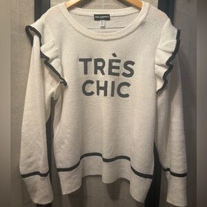 KARL LAGERFELD PARIS NWOT Ruffled Très Chic Beaded Sequin Sweater